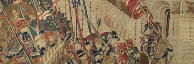 展示葡萄牙国王阿方索五世的征服的挂毯（Conquistas de Alfonso V de Portugal），图尔奈。细节。(羊毛和丝绸) 作者 佛兰芒学校