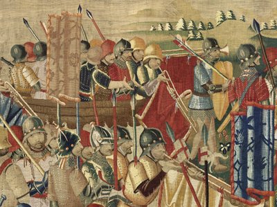 Tapestry showing the Conquests of king Alfonso V of Portugal (Conquistas de Alfonso V de Portugal), Tournai. Detail. (Wool and silk) 作者 佛兰芒学校