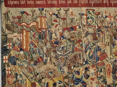 Tapestry showing the Conquests of king Alfonso V of Portugal (Conquistas de Alfonso V de Portugal), Tournai. Detail. (Wool and silk) 作者 佛兰芒学校