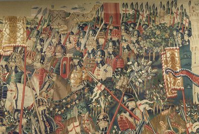Tapestry showing the Conquests of king Alfonso V of Portugal (Conquistas de Alfonso V de Portugal), Tournai. Detail. (Wool and silk) 作者 佛兰芒学校