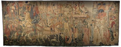 显示葡萄牙国王阿方索五世（Conquistas de Alfonso V de葡萄牙），图尔纳的征服的挂毯。细节。 （羊毛和丝绸） 作者 佛兰芒学校