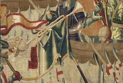 显示葡萄牙国王阿方索五世（Conquistas de Alfonso V de葡萄牙），图尔纳的征服的挂毯。细节。 （羊毛和丝绸） 作者 佛兰芒学校