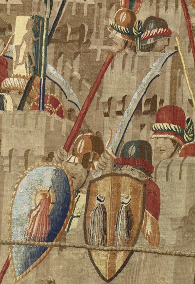 显示葡萄牙国王阿方索五世（Conquistas de Alfonso V de葡萄牙），图尔纳的征服的挂毯。细节。 （羊毛和丝绸） 作者 佛兰芒学校