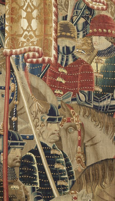 显示葡萄牙国王阿方索五世（Conquistas de Alfonso V de葡萄牙），图尔纳的征服的挂毯。细节。 （羊毛和丝绸） 作者 佛兰芒学校
