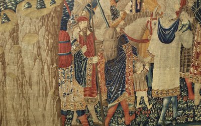 显示葡萄牙国王阿方索五世（Conquistas de Alfonso V de葡萄牙），图尔纳的征服的挂毯。细节。 （羊毛和丝绸） 作者 佛兰芒学校
