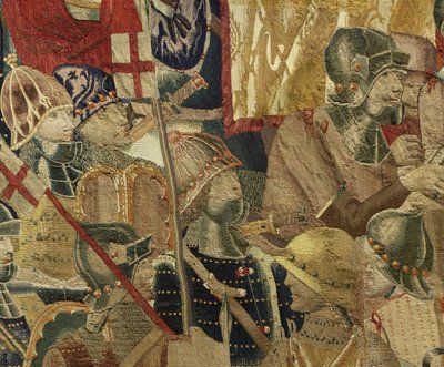 显示葡萄牙国王阿方索五世（Conquistas de Alfonso V de葡萄牙），图尔纳的征服的挂毯。细节。 （羊毛和丝绸） 作者 佛兰芒学校