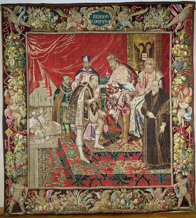 查理五世的退位（1500-58）来自Charles Quint的挂毯，c.1630-40 作者 佛兰芒学校