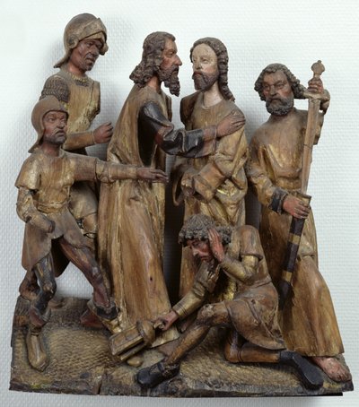 来自安特卫普的犹大之吻（彩色木） 作者 Flemish School