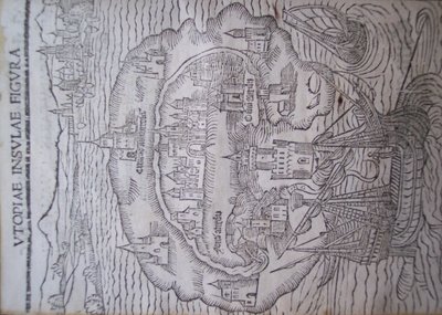 Utopia的标题页，作者：Thomas More，Leuven 1516 作者 佛兰芒学校