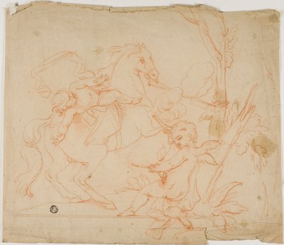 Putto 向马背上的 Putto 开枪 作者 查尔斯·勒布伦的追随者