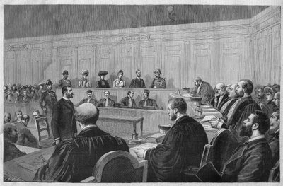 1891年的土伦丑闻：Fouroux事件--Jonquieres--la salle des assiises, deposition des temoins--Meaulle在1891年 "Le journal illustrious "中的雕刻。 作者 路易斯·莫厄尔财富