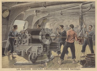美西战争：在古巴圣地亚哥的一艘战舰上 作者 Fortune Louis Meaulle