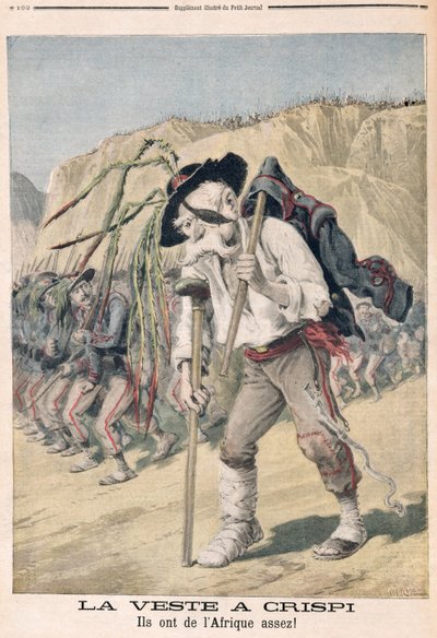 &39;Crispi&39;s Defeat&39;，来自&39;Le Petit Journal&39;的漫画，1896年 作者 Fortune Louis Meaulle and Henri Meyer