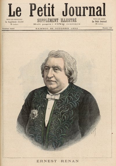 Ernest Renan，来自&39;Le Petit Journal&39;，1892年10月22日 作者 财富路易斯·米奥勒和亨利·梅尔