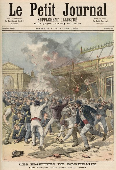 波尔多活动：1891年7月11日在“Le Petit Journal”中烧毁阿奎坦广场的亭子 作者 Fortune Louis Meaulle and Henri Meyer
