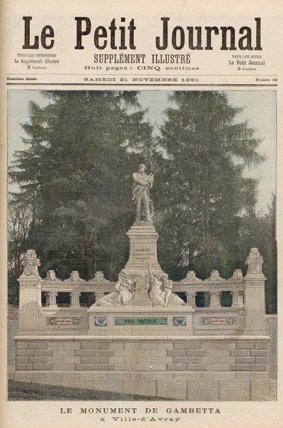 1891年11月21日，来自&39;Le Petit Journal&39;的Ville-d&39;Avray的Gambetta纪念碑 作者 Fortune Louis Meaulle and Henri Meyer