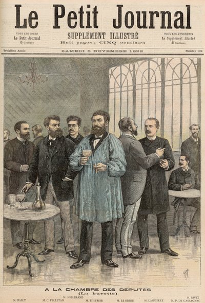 众议院：茶点室，来自&39;Le Petit Journal&39;，1892年11月5日 作者 财富路易斯·米奥勒和亨利·梅尔