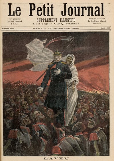 忏悔：Otto Von Bismarck（1815-98）与死亡，来自&39;Le Petit Journal&39;，1892年12月17日 作者 财富路易斯·米奥勒和亨利·梅尔