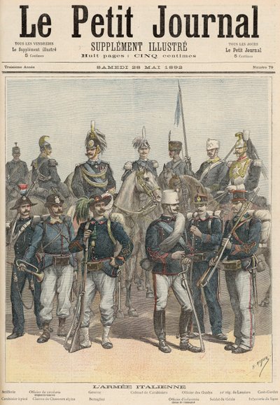 意大利军队，来自&39;Le Petit Journal&39;，1892年5月28日（彩色光刻） 作者 财富路易斯·米奥勒和亨利·梅尔