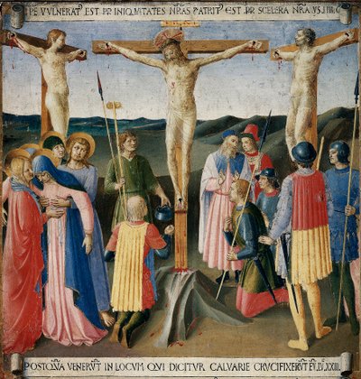 受难。 基督的一生，银衣橱。 （木头上的蛋彩 作者 Fra  Angelico