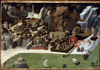 Thebaide - Scenes de la Vie des Peres du Desert - Scenes from the Lives of the Desert Fathers (Thebaid) - Peinture de Fra Giovanni (Guido di Pietro) dit Fra Angelico (1387-1455) - 1420 - Tempera on panel - 73,8x105 cm - Szepmuveszeti Muzeum, Budapest, Hung 作者 弗拉 （c.1387-1455）安吉利科