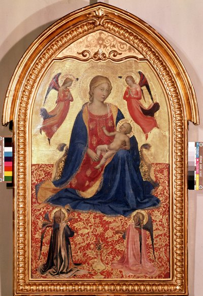 "圣母和天使的孩子 "木刻版画，作者 Guido di Pietro（或 Fra Giovanni da Fiesole），又名 Fra Angelico 或 il Beato（1400-1455 年） 1425 年 尺寸：81x51 厘米 圣彼得堡冬宫博物馆 作者 弗拉 （c.1387-1455）安吉利科
