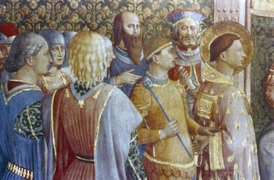 瓦勒里安皇帝对圣劳伦斯的谴责 作者 Fra（c.1400-55）Angelico