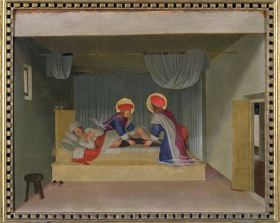 执事查士丁尼的奇迹，来自圣马可祭坛的预制，1440（面板上的蛋彩画） 作者 弗拉·安杰利科