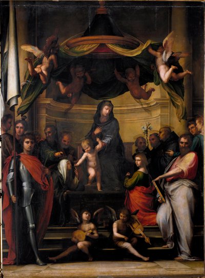 弗拉·巴托洛梅奥（Fra Bartolomeo）的宝座上的圣母或““圣凯瑟琳的神秘婚姻””绘画 作者 Fra Bartolomeo