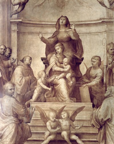 大议会祭坛画，详细描绘了Sacra Conversazione，1510油面板细节94753也参见94718-21 作者 巴托洛梅奥修士