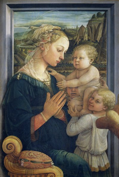 麦当娜和天使的孩子，约1455年（面板上的蛋彩画） 作者 Fra Filippo Lippi