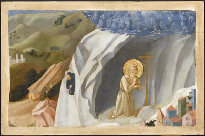 圣本尼迪克特（San Benedict）在荒野中受诱惑，1430年 作者 Fra Giovanni Angelico da Fiesole
