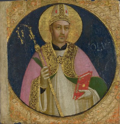 Fiesole San Domenico祭坛上的Saint Romulus面板c。 1423-1424 作者 Fra Giovanni Angelico da Fiesole