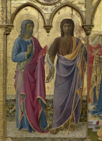 圣徒施洗者约翰和传道者约翰。科尔托纳多联画，约1437年。 作者 Fra Giovanni Angelico da Fiesole