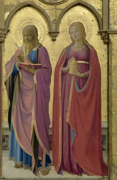 圣人马太和抹大拉的玛丽。科尔托纳多联画，约1437年。 作者 Fra Giovanni Angelico da Fiesole
