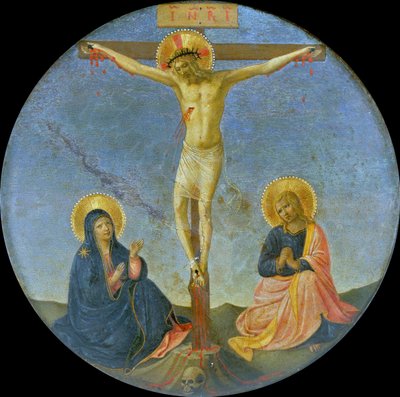 与马利亚和圣约翰福音者同在的耶稣受难图，约1440年。 作者 Fra Giovanni Angelico da Fiesole