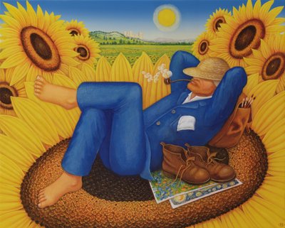 梵高向日葵，1998年（面板上的油和蛋彩画） 作者 Frances Broomfield
