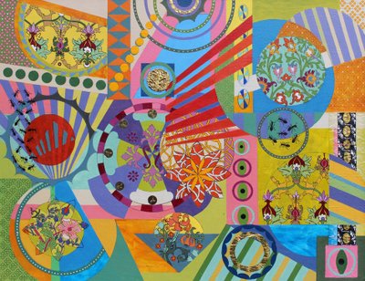 在我的花园里有许多颜色，2024 年（混合媒介画布） 作者 弗朗西斯·费迪南德斯（Frances Ferdinands）