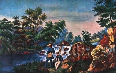 鳟鱼溪》，由Currier & Ives出版 作者 弗朗西斯·弗洛拉·邦德 (Frances Flora Bond) （c.1812 76）（后）帕尔默