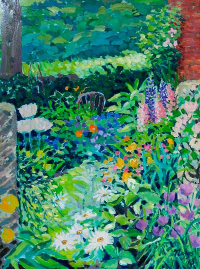 英国乡村花园，2018（丙烯酸画布） 作者 弗朗西斯·纳格斯