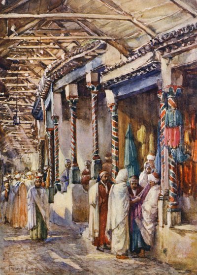 突尼斯 Souk el Trouk（彩色石版画） 作者 弗朗西斯·内斯比特