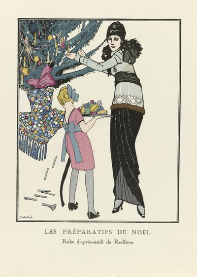 圣诞节，酒吧的准备。 1914年（模板印刷） 作者 弗朗西斯科·泽维尔·戈塞