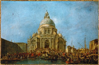 11 月 21 日是 1630 年瘟疫结束的纪念日，总督在这一天参观了 La Salute ... 作者 弗朗西斯科·瓜尔迪（Francesco Guardi）