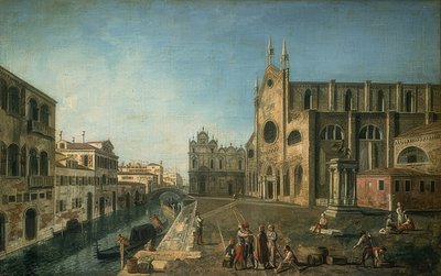 威尼斯看法有教会的Santi乔凡尼e Paolo。大约1735.-1740 作者 弗朗西斯科·阿尔博托