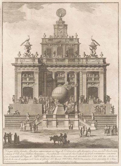 1785年为奇纳河建造的第二座马奇纳河：带有空气气球的欢乐宫殿 作者 弗朗切斯科·巴尔巴扎，模仿朱塞佩·帕拉齐