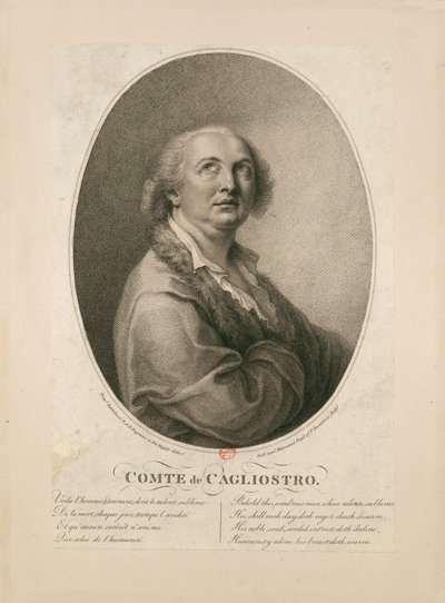 卡廖斯特罗的亚历山大伯爵1743-1795。 作者 弗朗切斯科·巴托洛齐（Francesco Bartolozzi）