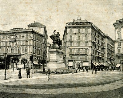 维克托·伊曼纽尔二世纪念碑（1820-1878），弗朗西斯科·巴尔扎吉（Francesco Barzaghi，1839-1892）设计，科尔维托广场，热那亚，利古里亚，意大利 作者 弗朗切斯科·巴尔扎吉（Francesco Barzaghi）