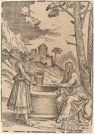基督和撒玛利亚的女人 作者 Girolamo Pennacchi 之后的 Francesco Denanto