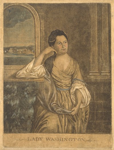 华盛顿夫人，c。 1776 (mezzotint) 作者 弗朗切斯科·费尔戈拉（Francesco Fergola）