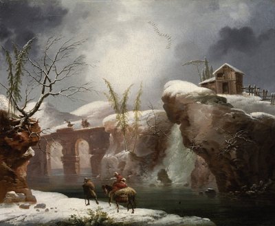 河边的冬景与旅行者 作者 弗朗切斯科·福斯基（Francesco Foschi）